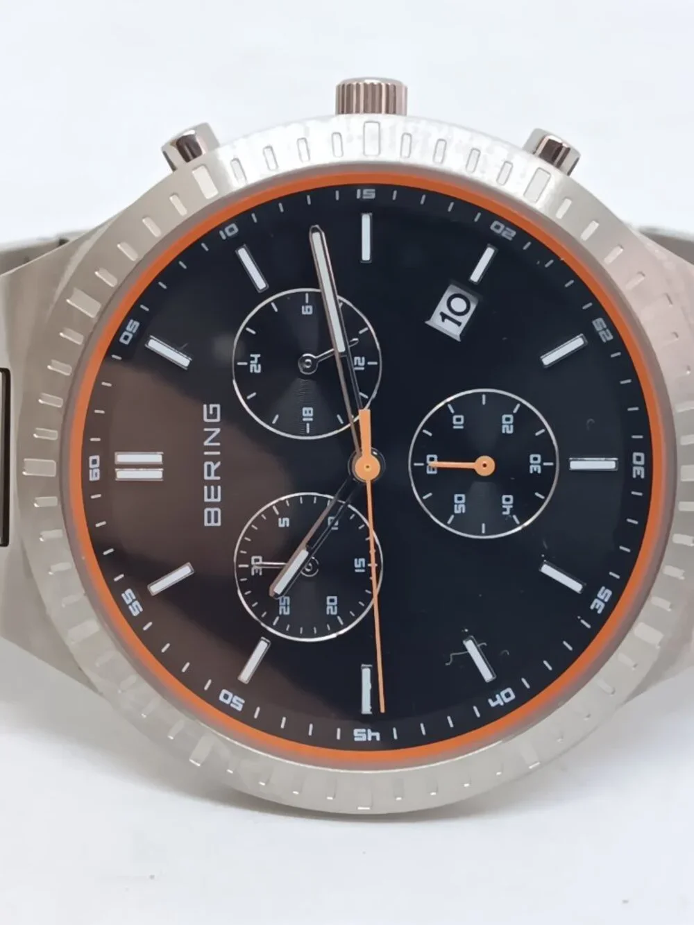 Bering 11743-709 Titan Chrono Men's 43mm Brushed Titanium Japanese Quartz Watch